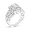 Thumbnail Image 1 of Previously Owned - 1-1/2 CT. T.W. Square Composite Diamond Frame Two Row Engagement Ring in 14K White Gold