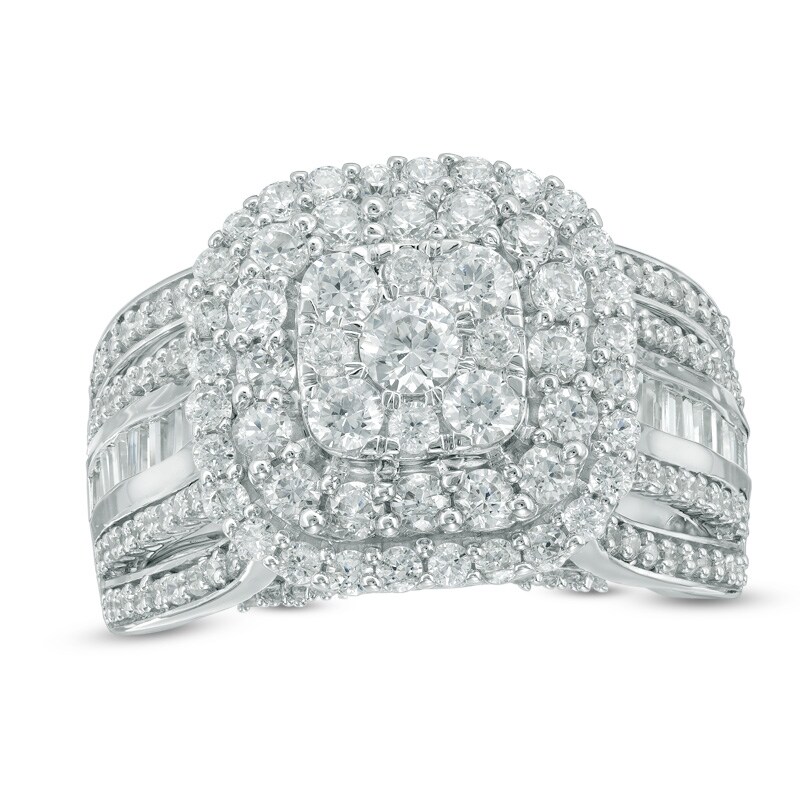 Main Image 1 of Previously Owned - 2 CT. T.W. Diamond Double Cushion Frame Engagement Ring in 14K White Gold