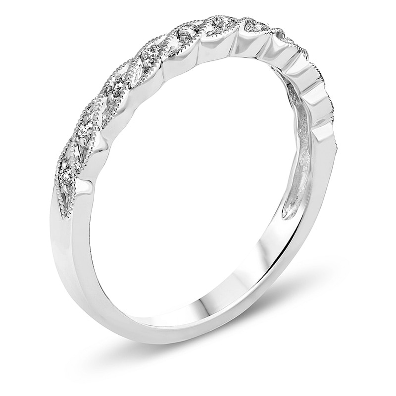 Main Image 2 of Previously Owned - Diamond Accent Milgrain Twist Anniversary Band in 14K White Gold