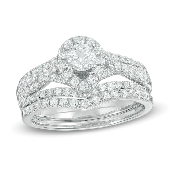 Previously Owned - 1 CT. T.w. Diamond Teardrop-Shaped Frame Engagement Ring in 14K White Gold
