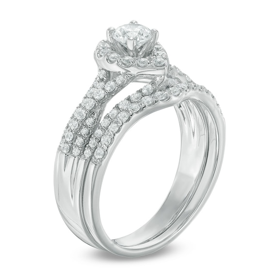Previously Owned - 1 CT. T.w. Diamond Teardrop-Shaped Frame Engagement Ring in 14K White Gold