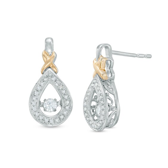 Previously Owned - 1/4 CT. T.w. Diamond Teardrop Earrings in 10K Two-Tone Gold