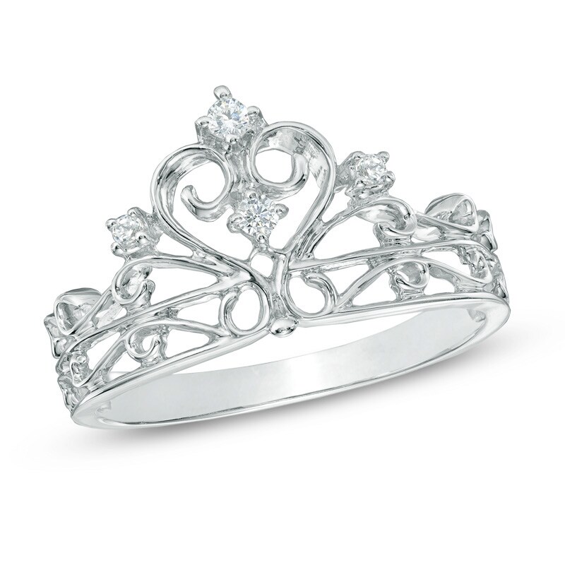 Main Image 1 of Previously Owned - 1/10 CT. T.W. Diamond Crown Ring in Sterling Silver