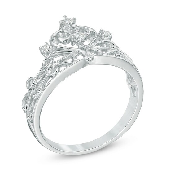 Previously Owned - 1/10 CT. T.w. Diamond Crown Ring in Sterling Silver