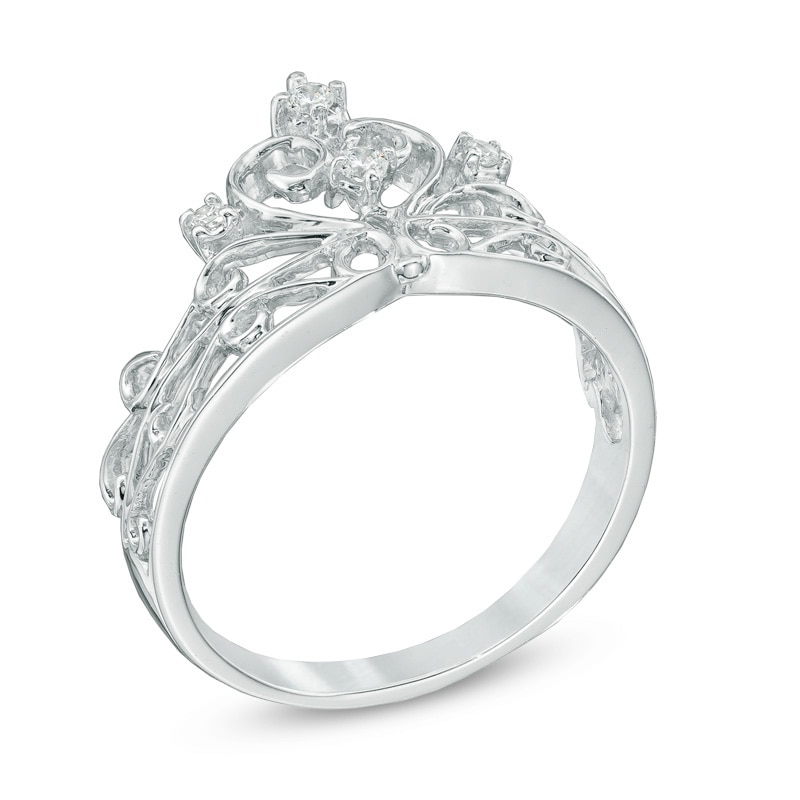 Main Image 2 of Previously Owned - 1/10 CT. T.W. Diamond Crown Ring in Sterling Silver