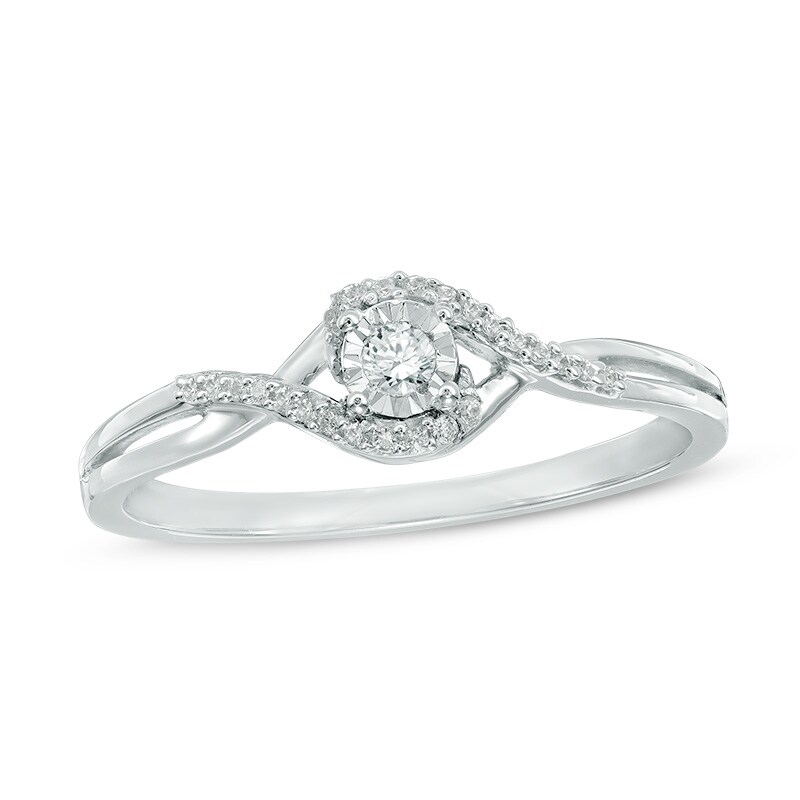 Main Image 1 of Previously Owned - Diamond Accent Woven Promise Ring in 10K White Gold
