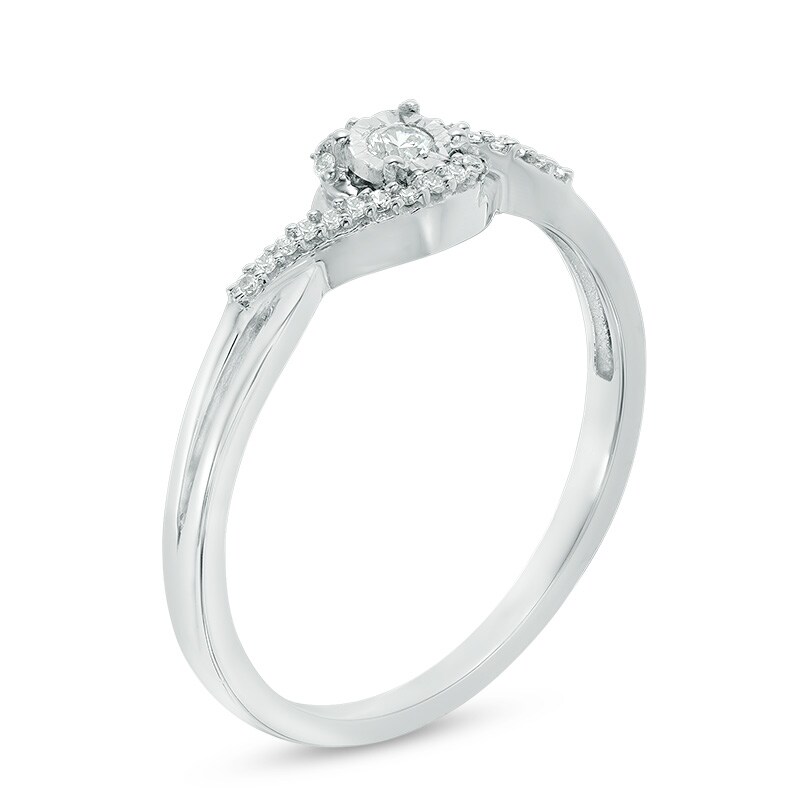 Main Image 2 of Previously Owned - Diamond Accent Woven Promise Ring in 10K White Gold