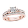 Thumbnail Image 1 of Previously Owned - 1 CT. T.W. Quad Princess-Cut Diamond Bridal Set in 14K Rose Gold