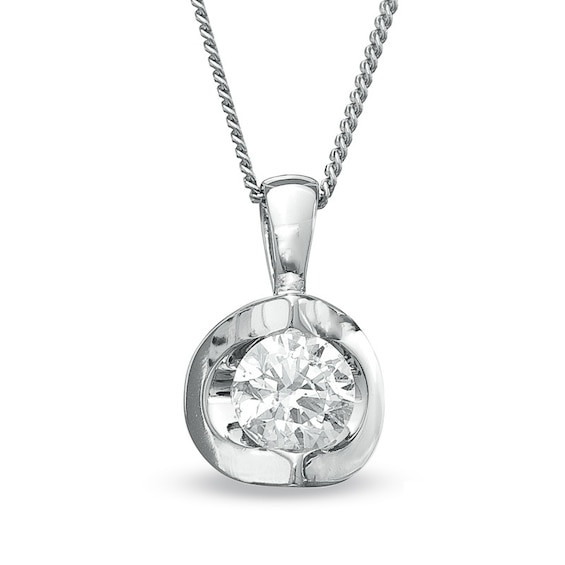 Previously Owned - 1/5 CT. Canadian Diamond Solitaire Pendant in 14K White Gold (I/I2)