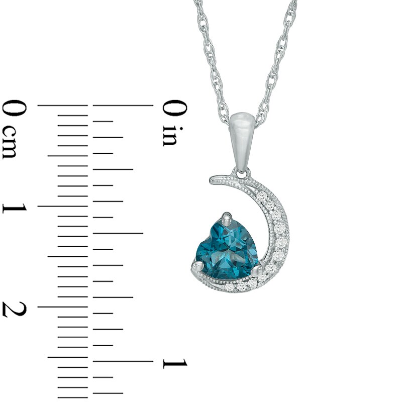 Main Image 2 of Previously Owned - Heart-Shaped London Blue Topaz and Lab-Created White Sapphire Moon Pendant in Sterling Silver