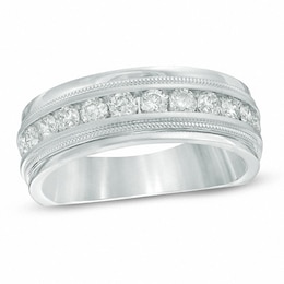Previously Owned - 1 CT. T.W. Diamond Milgrain Anniversary Band in 14K White Gold