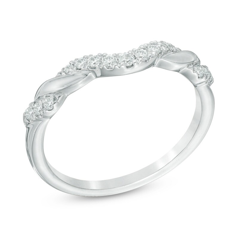 Main Image 2 of Previously Owned - 1/5 CT. T.W. Diamond Contour Anniversary Band in 14K White Gold