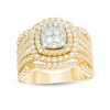 Thumbnail Image 1 of Previously Owned - 2 CT. T.W. Composite Diamond Cushion Frame Multi-Row Ring in 10K Gold