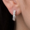 Thumbnail Image 2 of Previously Owned - 1/2 CT. T.W. Baguette and Round Quad Diamond Alternating Hoop Earrings in 10K White Gold