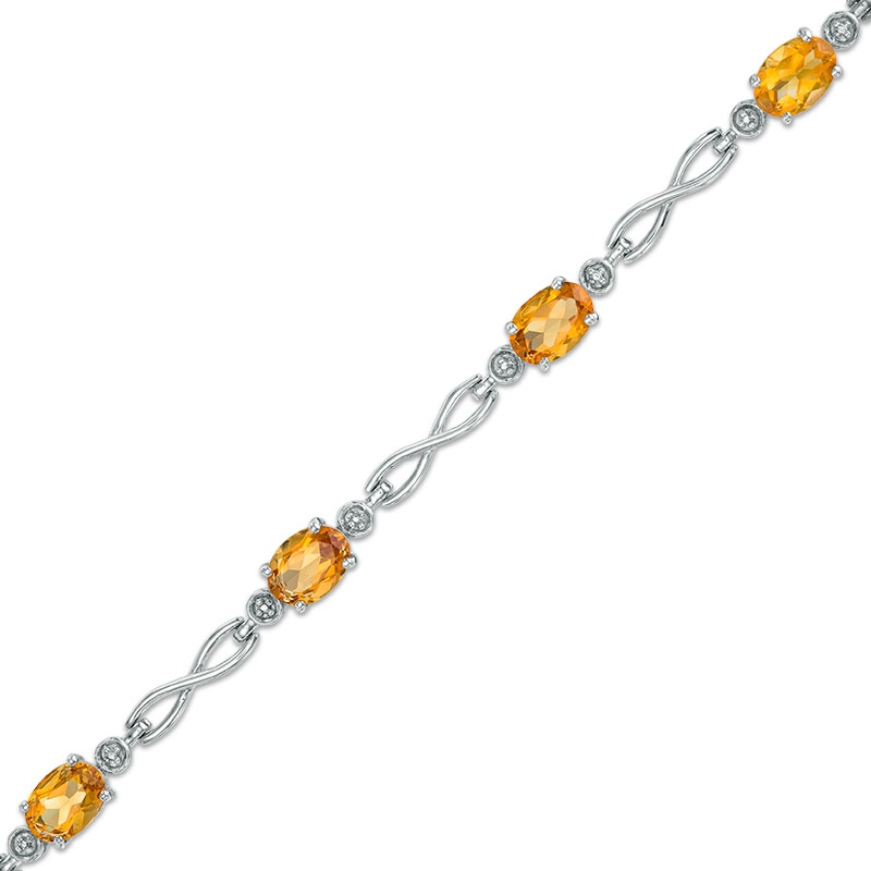 Previously Owned - Oval Madeira Citrine Infinity Link Bracelet in Sterling Silver - 7.25"