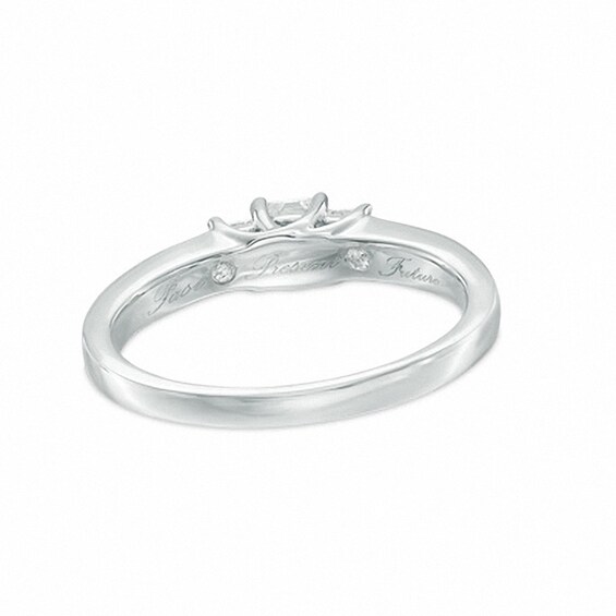 Previously Owned - 1/2 CT. T.w. Princess-Cut Diamond Three Stone Engagement Ring in 10K White Gold