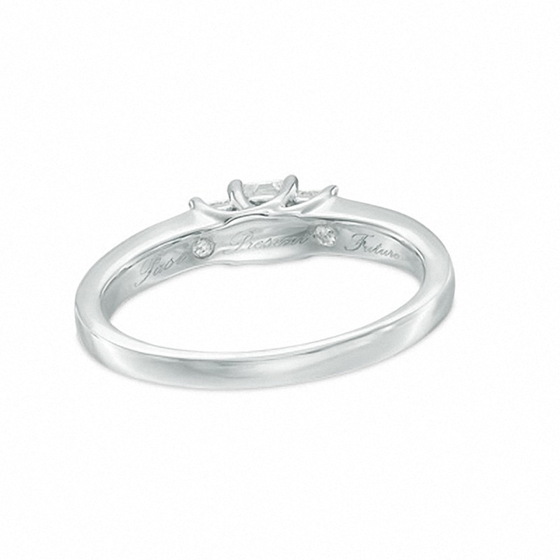 Main Image 3 of Previously Owned - 1/2 CT. T.W. Princess-Cut Diamond Three Stone Engagement Ring in 10K White Gold
