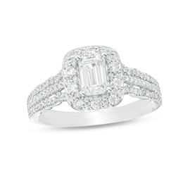 Previously Owned - Love's Destiny by Zales 1 CT. T.W. Emerald-Cut Diamond Frame Engagement Ring in 14K Two-Tone Gold