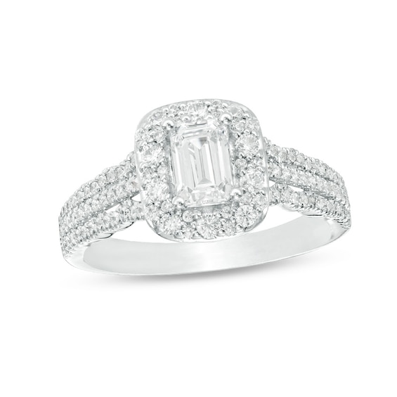 Previously Owned - Love's Destiny by Zales 1 CT. T.w. Emerald-Cut Diamond Frame Engagement Ring in 14K Two-Tone Gold