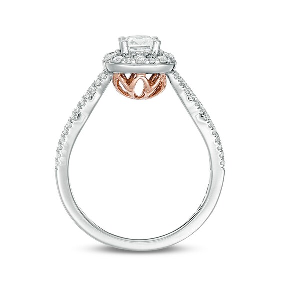 Previously Owned - Love's Destiny by Zales 1 CT. T.w. Emerald-Cut Diamond Frame Engagement Ring in 14K Two-Tone Gold