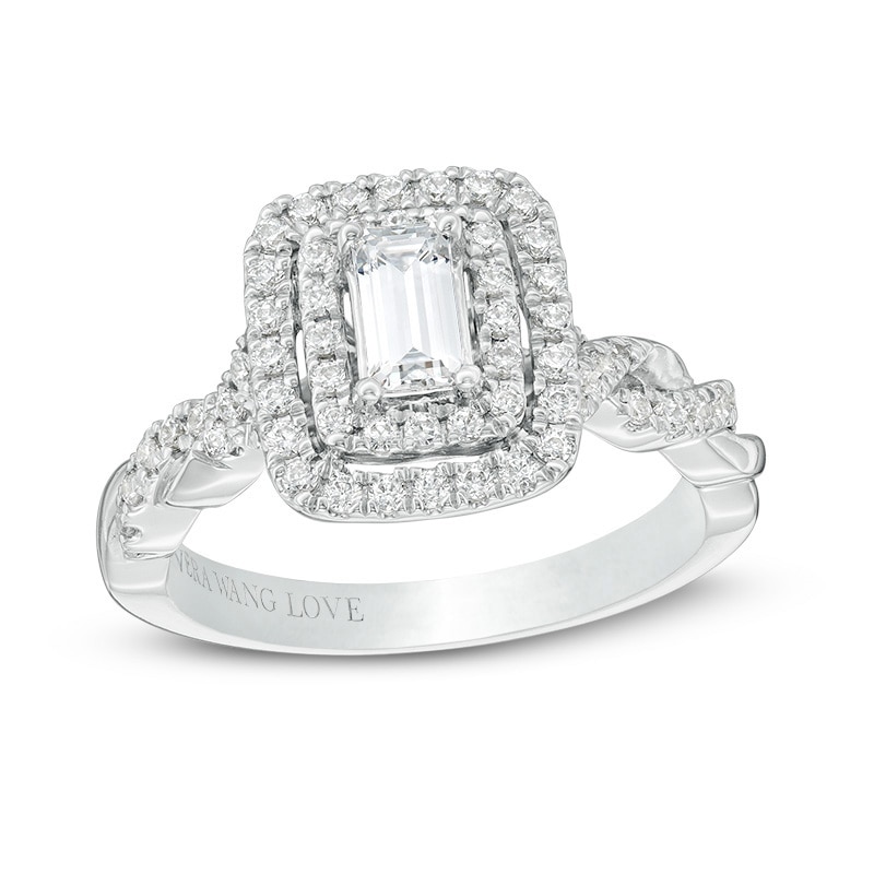 Main Image 1 of Previously Owned - Vera Wang Love Collection 1 CT. T.W. Diamond Double Frame Engagement Ring in 14K White Gold
