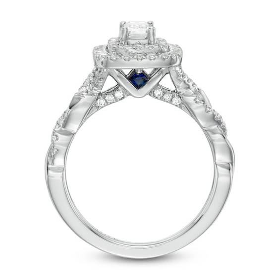 Previously Owned - Vera Wang Love Collection 1 CT. T.w. Diamond Double Frame Engagement Ring in 14K White Gold