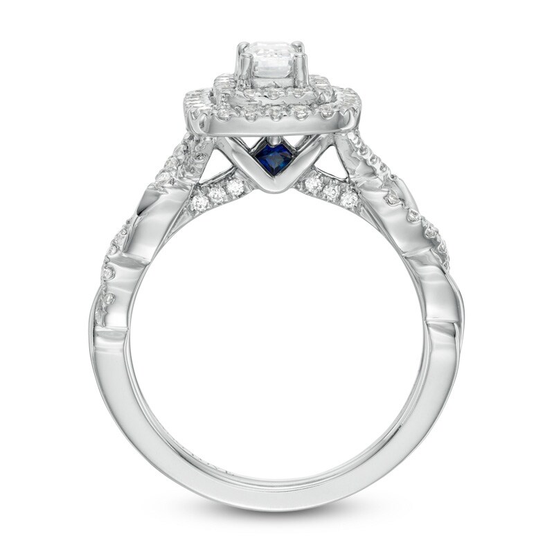 Main Image 3 of Previously Owned - Vera Wang Love Collection 1 CT. T.W. Diamond Double Frame Engagement Ring in 14K White Gold