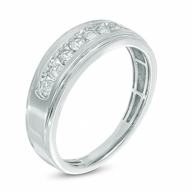Main Image 2 of Previously Owned - 1/3 CT. T.W. Diamond Seven Stone Step Edge Anniversary Band in 10K White Gold