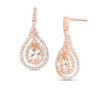 Thumbnail Image 1 of Previously Owned - Pear-Shaped Morganite and 3/8 CT. T.W. Diamond Double Twist Frame Drop Earrings in 10K Rose Gold