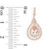 Thumbnail Image 2 of Previously Owned - Pear-Shaped Morganite and 3/8 CT. T.W. Diamond Double Twist Frame Drop Earrings in 10K Rose Gold
