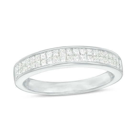 Previously Owned - 5/8 CT. T.w. Princess-Cut Diamond Two Row Wedding Band in 14K White Gold