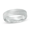 Thumbnail Image 1 of Previously Owned - 6.0mm Comfort-Fit Etched Wedding Band in 10K White Gold