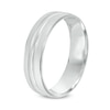 Thumbnail Image 2 of Previously Owned - 6.0mm Comfort-Fit Etched Wedding Band in 10K White Gold