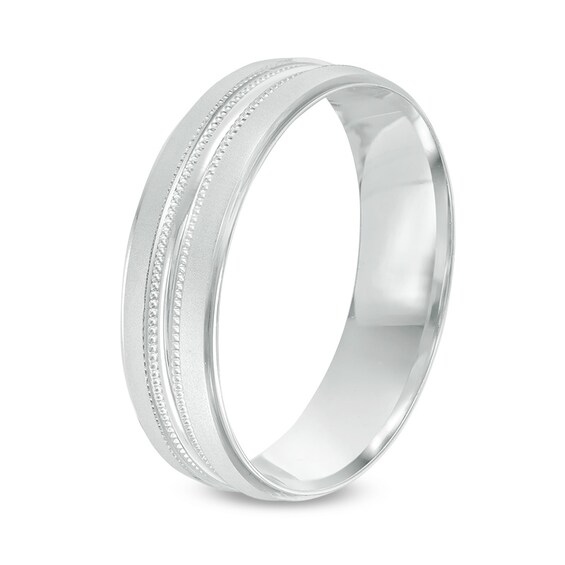 Previously Owned - 6.0mm Comfort-Fit Etched Wedding Band in 10K White Gold