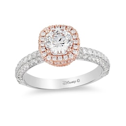 Previously Owned - Enchanted Disney Princess 1-1/2 CT. T.W. Diamond Frame Crown Engagement Ring in 14K Two-Tone Gold