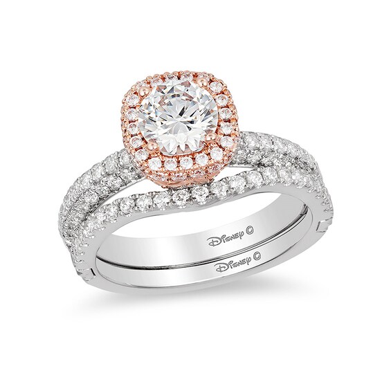 Previously Owned - Enchanted Disney Princess 1-1/2 CT. T.w. Diamond Frame Crown Engagement Ring in 14K Two-Tone Gold
