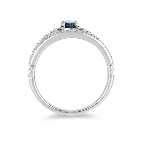 Previously Owned - Enchanted Disney Cinderella Blue Topaz and 1/10 CT. T.w. Diamond Carriage Ring in Sterling Silver