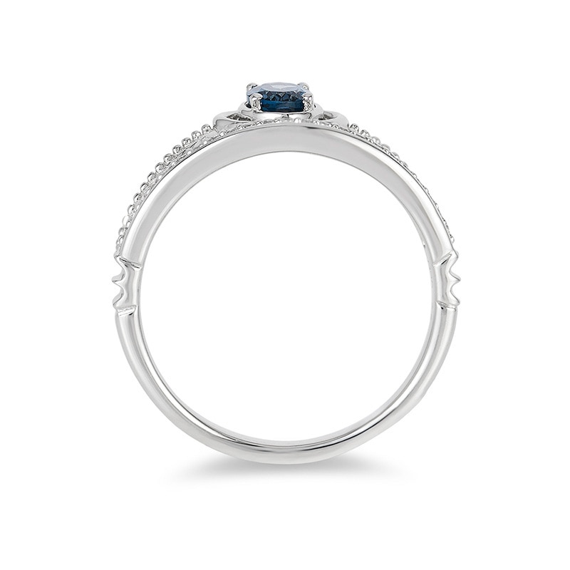 Main Image 3 of Previously Owned - Enchanted Disney Cinderella Blue Topaz and 1/10 CT. T.W. Diamond Carriage Ring in Sterling Silver
