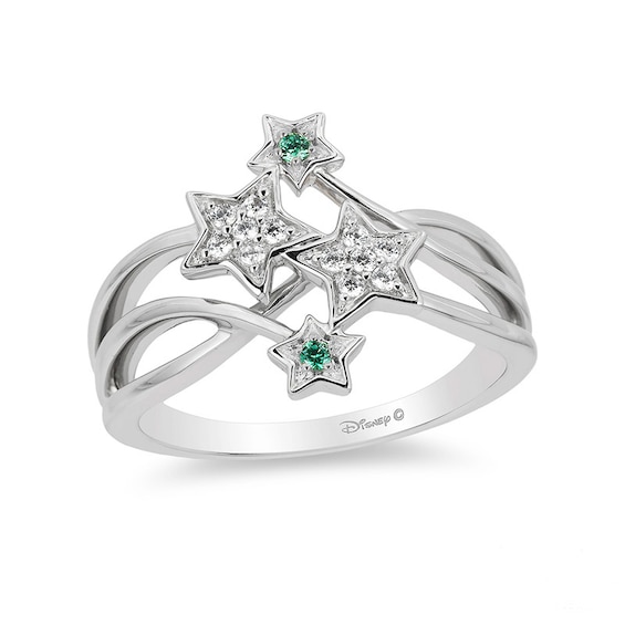 Previously Owned - Enchanted Disney Tinker Bell Tourmaline and 1/10 CT. T.w. Diamond Star Ring in Sterling Silver