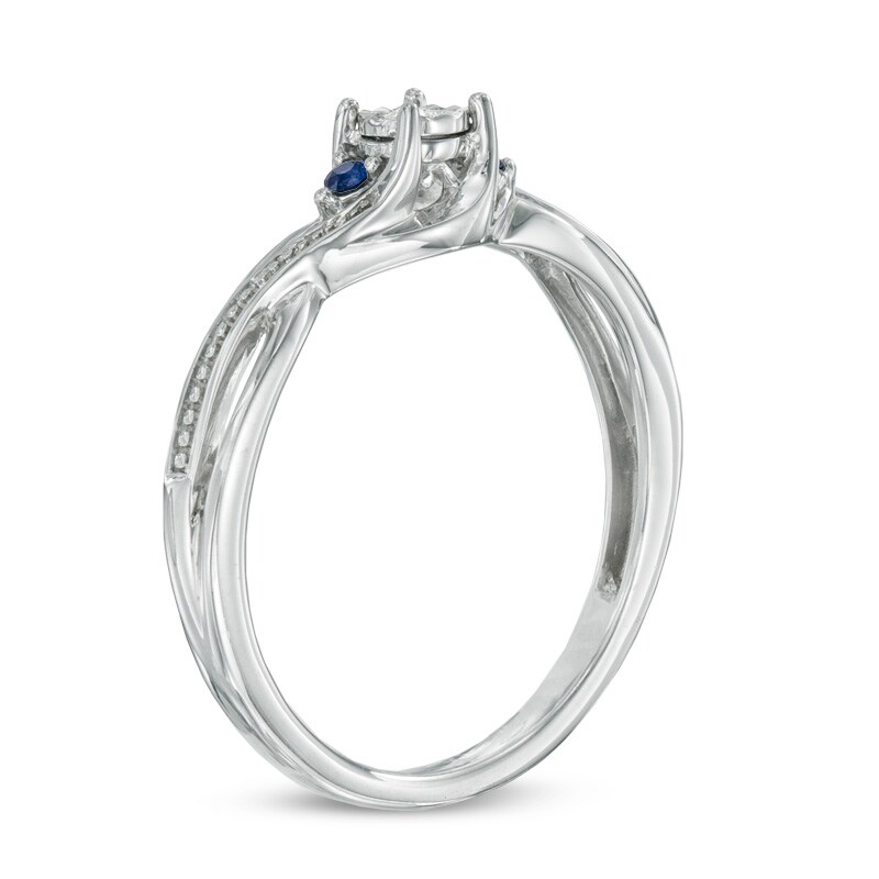 Previously Owned - Cherished Promise Collection™ Diamond Accent and Blue Sapphire Twist Ring in Sterling Silver