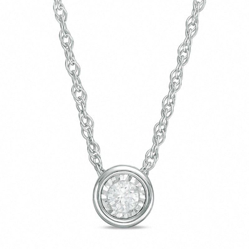 Previously Owned - 1/10 CT. Diamond Solitaire Pendant in 10K White Gold