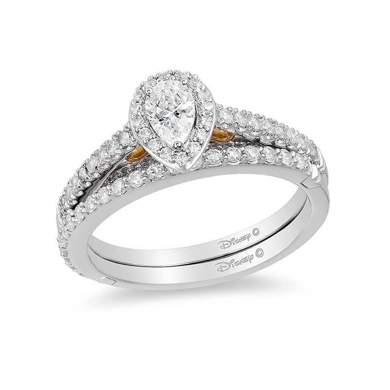 Main Image 3 of Previously Owned - Enchanted Disney Merida 1/2 CT. T.W. Pear-Shaped Diamond Frame Engagement Ring in 14K Two-Tone Gold