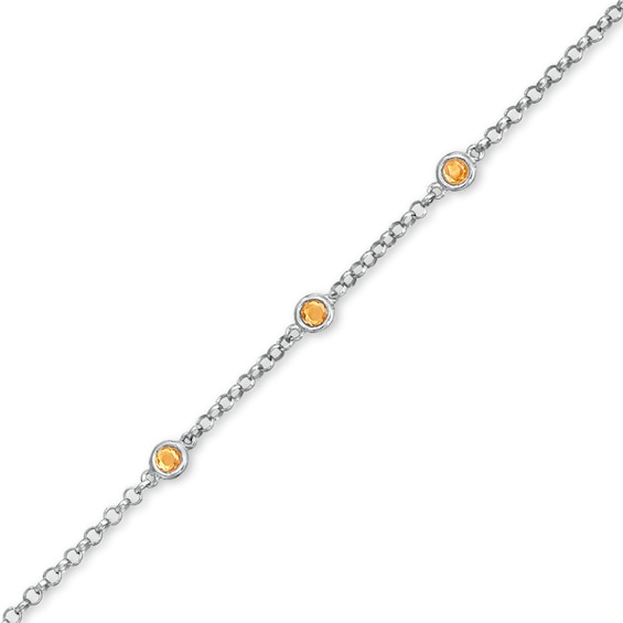 Previously Owned - Citrine Station Bracelet in Sterling Silver