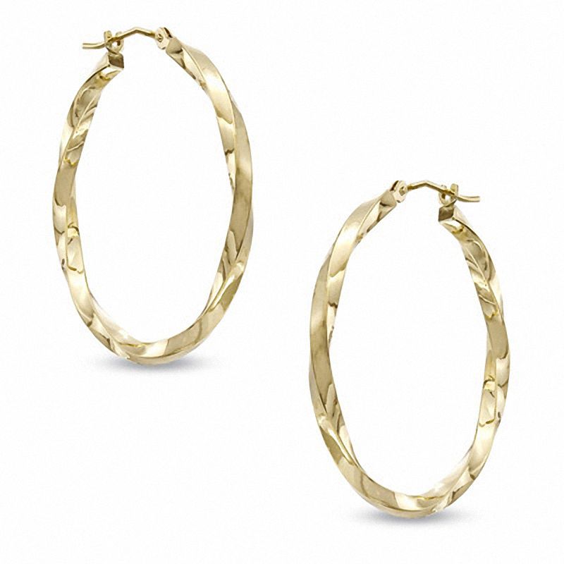 Main Image 1 of Previously Owned - 30.0mm Square Twist Hoop Earrings in 14K Gold
