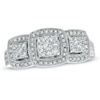 Thumbnail Image 1 of Previously Owned - 1/2 CT. T.W. Composite Diamond Three Stone Framed Engagement Ring in 10K White Gold