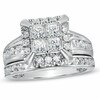 Thumbnail Image 1 of Previously Owned - 2 CT. T.W. Quad Princess-Cut Diamond Frame Bridal Set in 14K White Gold