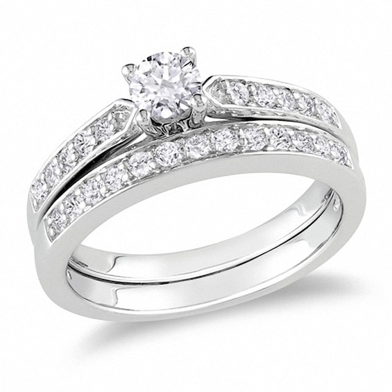 Previously Owned - 1/2 CT. T.w. Diamond Bridal Set in Sterling Silver