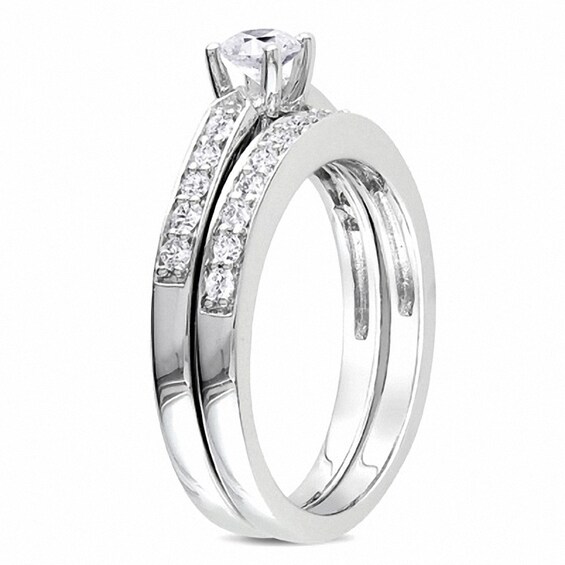 Previously Owned - 1/2 CT. T.w. Diamond Bridal Set in Sterling Silver