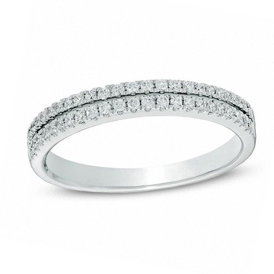 Previously Owned - 1/4 CT. T.w. Diamond Double Row Anniversary Band in 14K White Gold