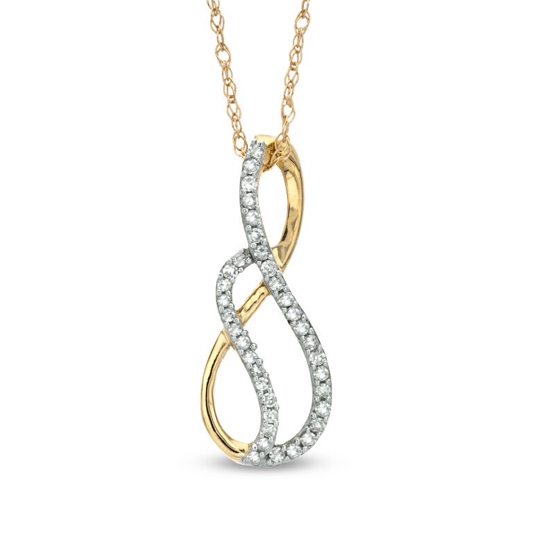 Main Image 1 of Previously Owned - 1/10 CT. T.W. Diamond Swirl Infinity Loop Pendant in 10K Gold